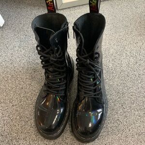 Black Patent Leather Women's Boots